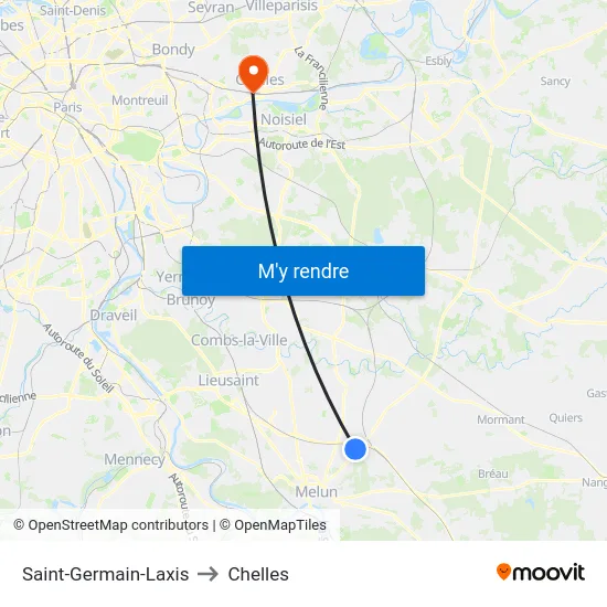 Saint-Germain-Laxis to Chelles map