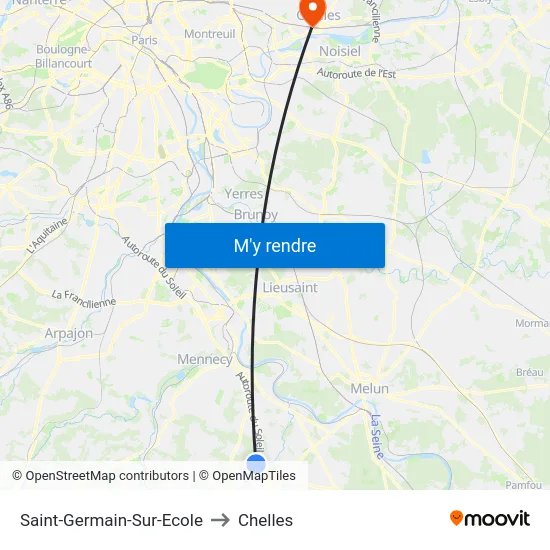 Saint-Germain-Sur-Ecole to Chelles map