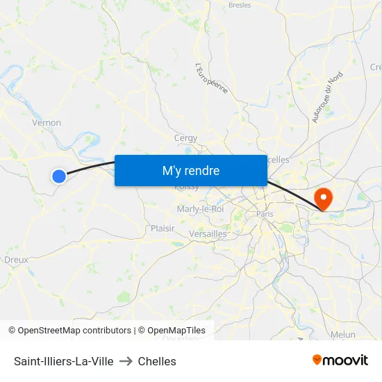 Saint-Illiers-La-Ville to Chelles map