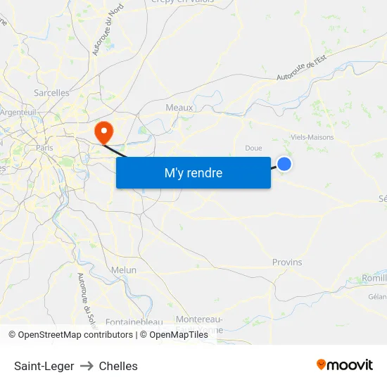 Saint-Leger to Chelles map
