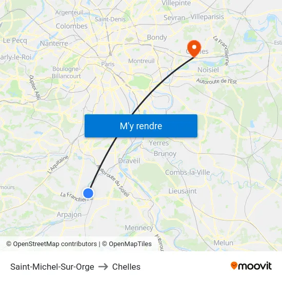Saint-Michel-Sur-Orge to Chelles map