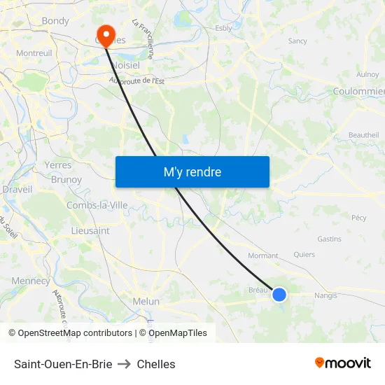 Saint-Ouen-En-Brie to Chelles map
