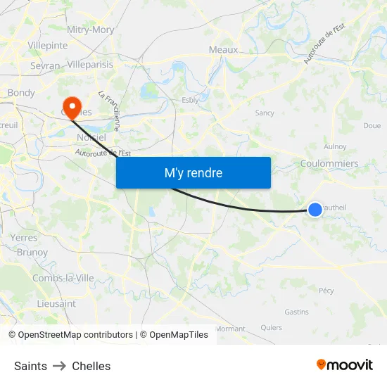 Saints to Chelles map