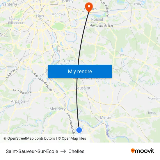 Saint-Sauveur-Sur-Ecole to Chelles map