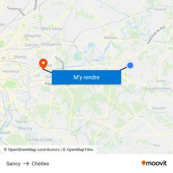 Sancy to Chelles map