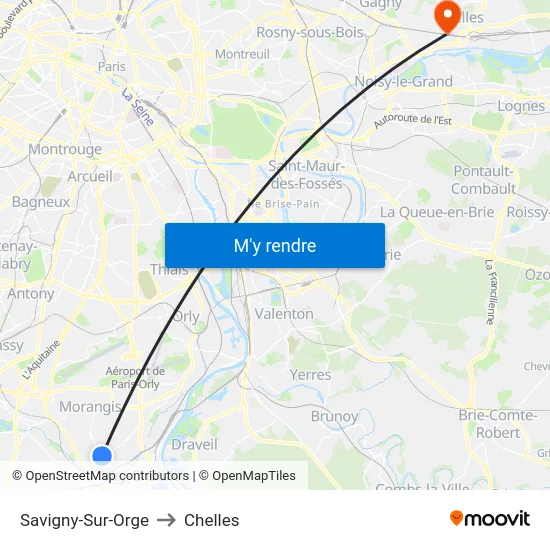 Savigny-Sur-Orge to Chelles map