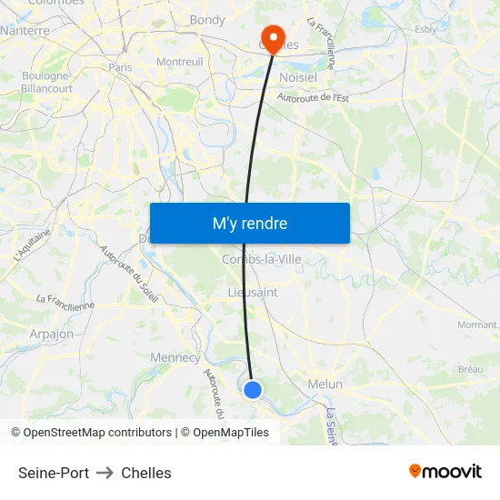 Seine-Port to Chelles map