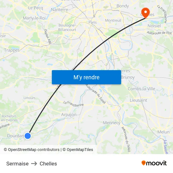 Sermaise to Chelles map