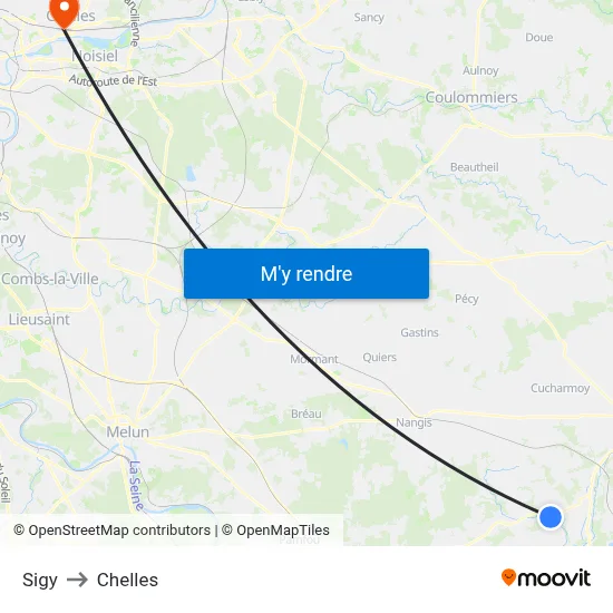 Sigy to Chelles map