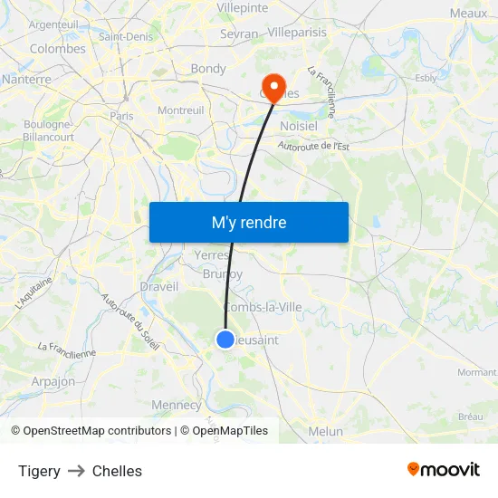 Tigery to Chelles map