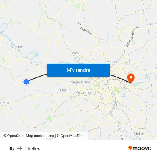 Tilly to Chelles map