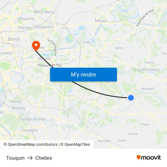 Touquin to Chelles map