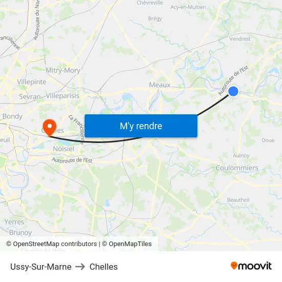 Ussy-Sur-Marne to Chelles map