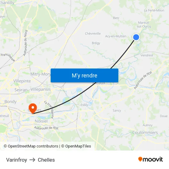 Varinfroy to Chelles map