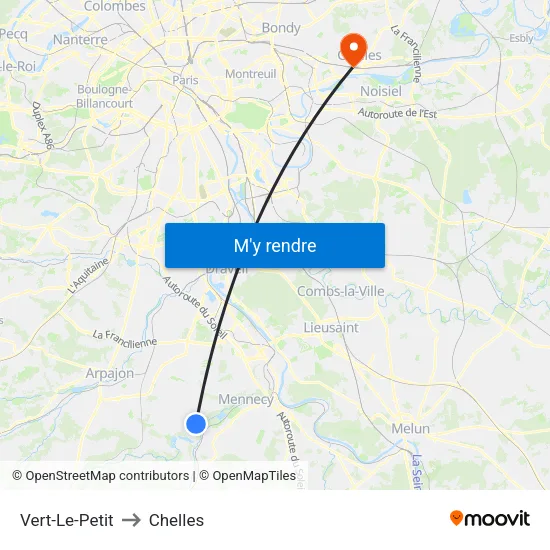 Vert-Le-Petit to Chelles map