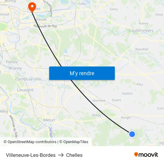 Villeneuve-Les-Bordes to Chelles map