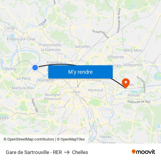 Gare de Sartrouville - RER to Chelles map