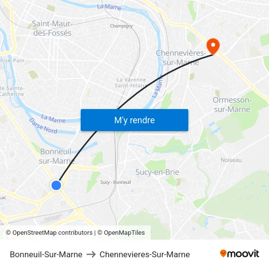 Bonneuil-Sur-Marne to Chennevieres-Sur-Marne map