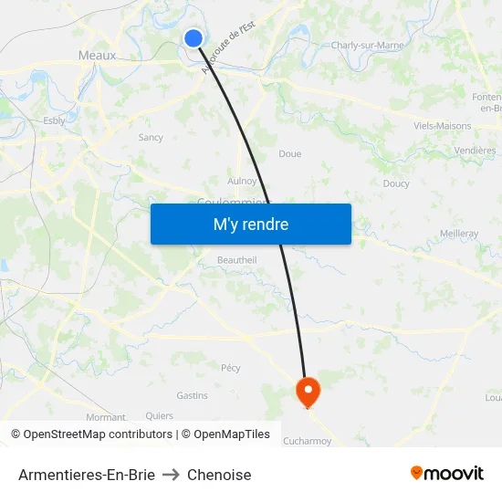 Armentieres-En-Brie to Chenoise map