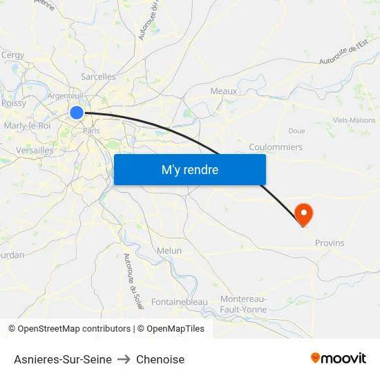 Asnieres-Sur-Seine to Chenoise map
