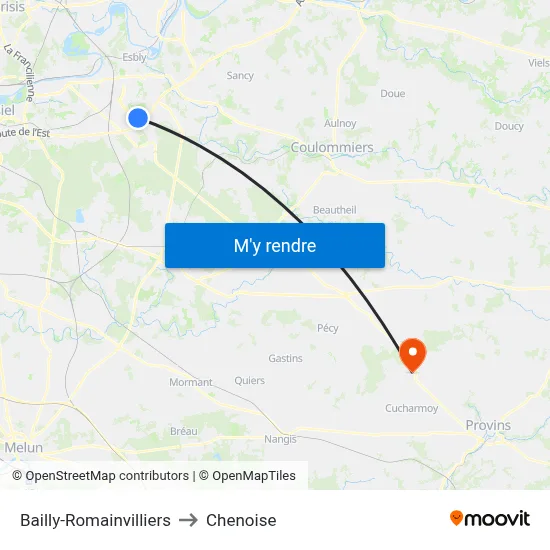 Bailly-Romainvilliers to Chenoise map