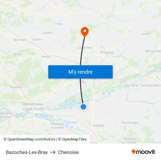 Bazoches-Les-Bray to Chenoise map