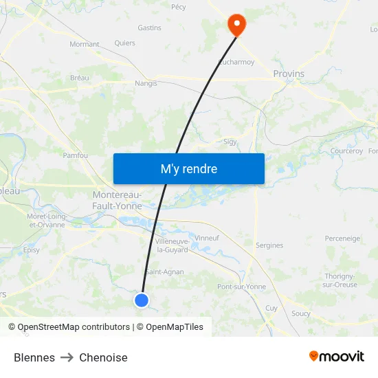Blennes to Chenoise map