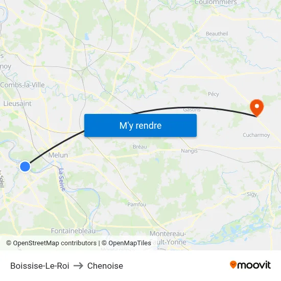 Boissise-Le-Roi to Chenoise map