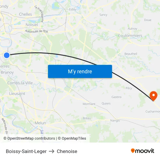 Boissy-Saint-Leger to Chenoise map