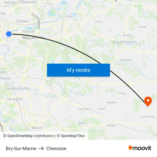 Bry-Sur-Marne to Chenoise map