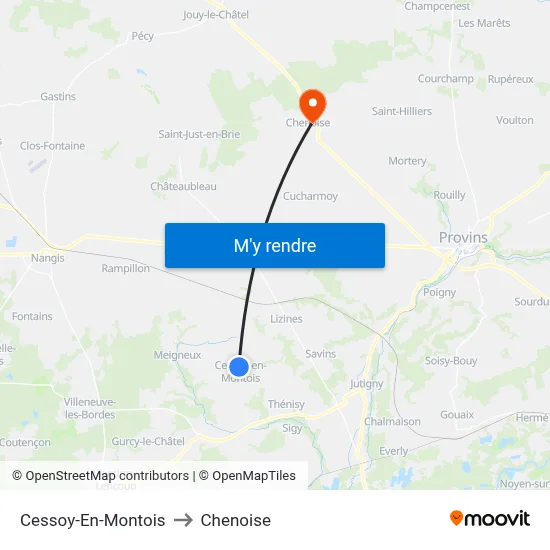 Cessoy-En-Montois to Chenoise map