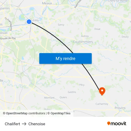 Chalifert to Chenoise map