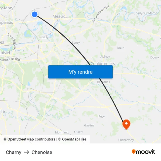 Charny to Chenoise map