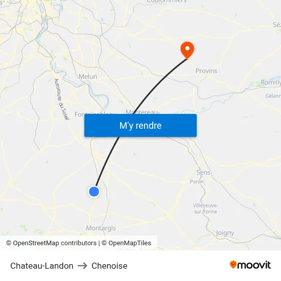 Chateau-Landon to Chenoise map