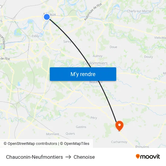Chauconin-Neufmontiers to Chenoise map