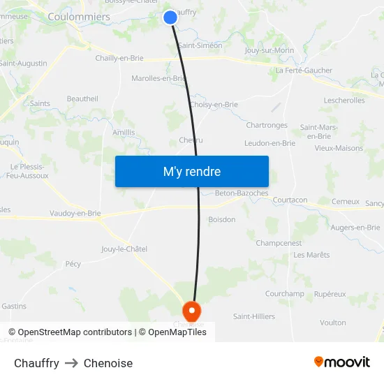 Chauffry to Chenoise map