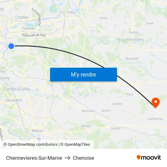 Chennevieres-Sur-Marne to Chenoise map