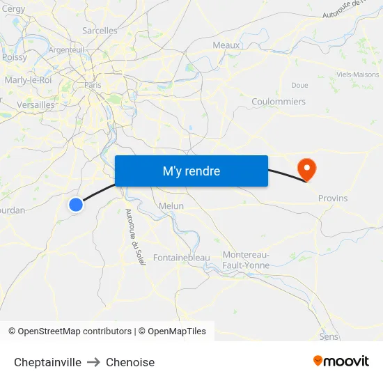Cheptainville to Chenoise map