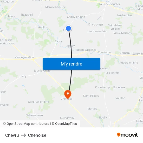 Chevru to Chenoise map
