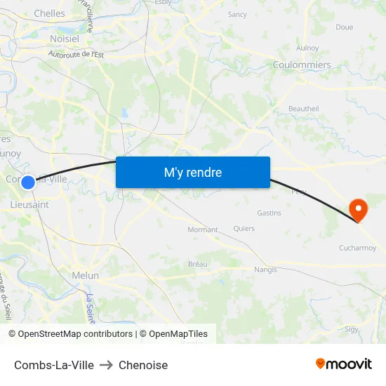 Combs-La-Ville to Chenoise map