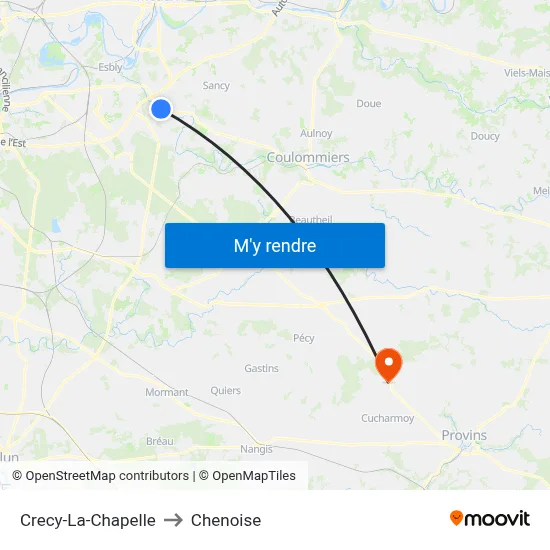 Crecy-La-Chapelle to Chenoise map