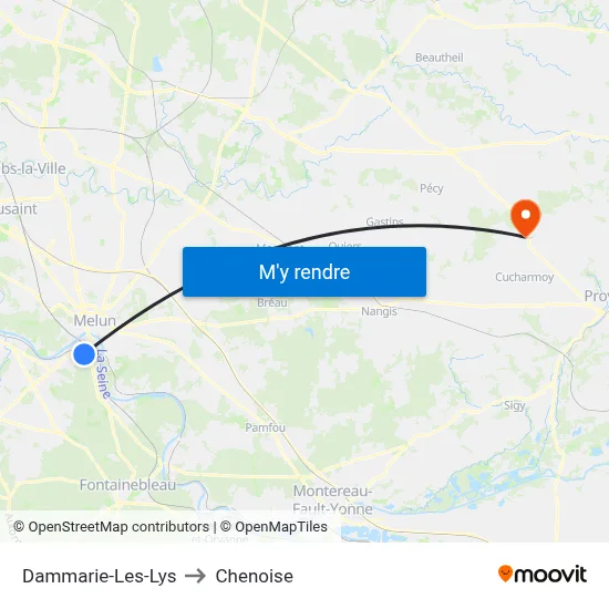 Dammarie-Les-Lys to Chenoise map