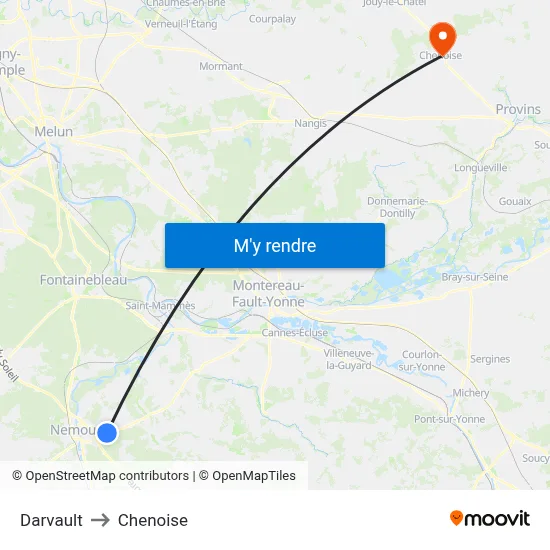 Darvault to Chenoise map