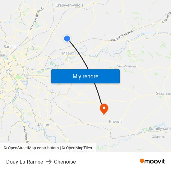 Douy-La-Ramee to Chenoise map
