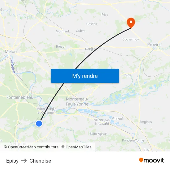 Episy to Chenoise map