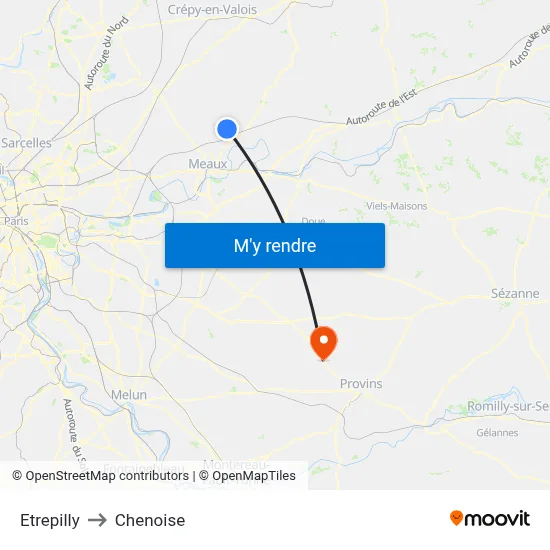Etrepilly to Chenoise map