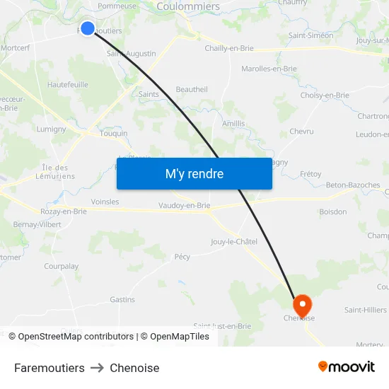 Faremoutiers to Chenoise map