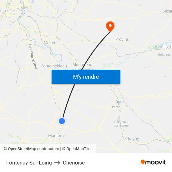 Fontenay-Sur-Loing to Chenoise map