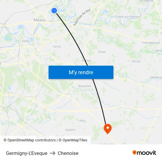 Germigny-L'Eveque to Chenoise map