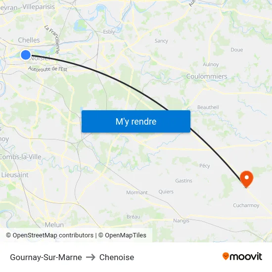 Gournay-Sur-Marne to Chenoise map